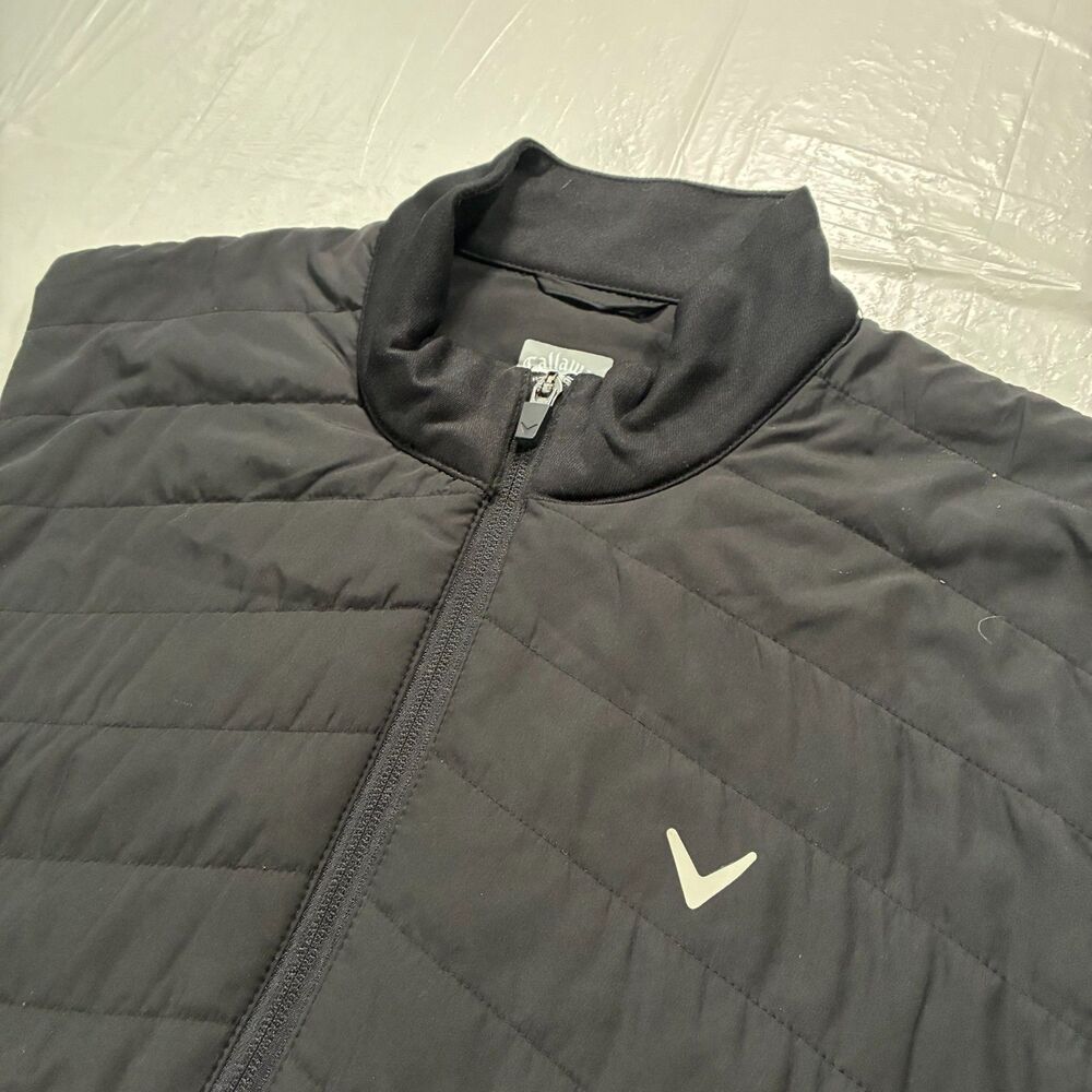 Callaway Quilted Puffer Vest Men's SZ Medium Golf Caviar Black Full Zip Pockets